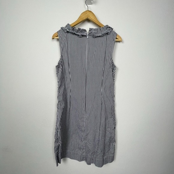 Talbots Sheath Dress 14 Black‎ White Gingham Plaid Scoopneck Cottagecore Classic - Picture 4 of 6